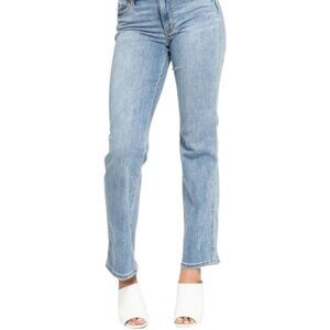 Women’s Mid Rise Dad Jeans with Cell Phone Pocket Blue Relaxed Fit